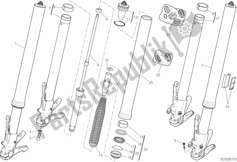 Todas as partes de Garfo Dianteiro do Ducati Multistrada 1200 ABS Sport Pack Brasil 2018 Todas as partes de Garfo Dianteiro do Ducati Multistrada 1200 ABS Sport Pack Brasil 2018